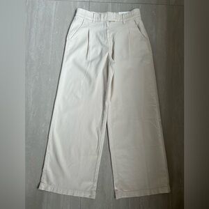 American Eagle Outfitters Cream Wide-Leg Pants Trousers 67%Cotton